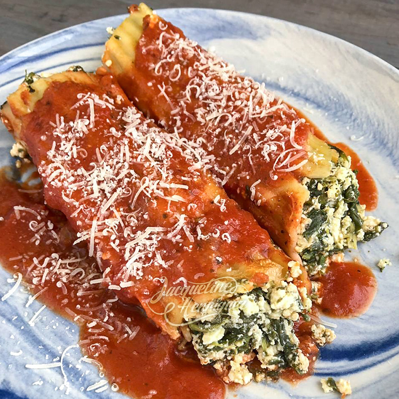 CANELONES DE QUESO Y ESPINACA