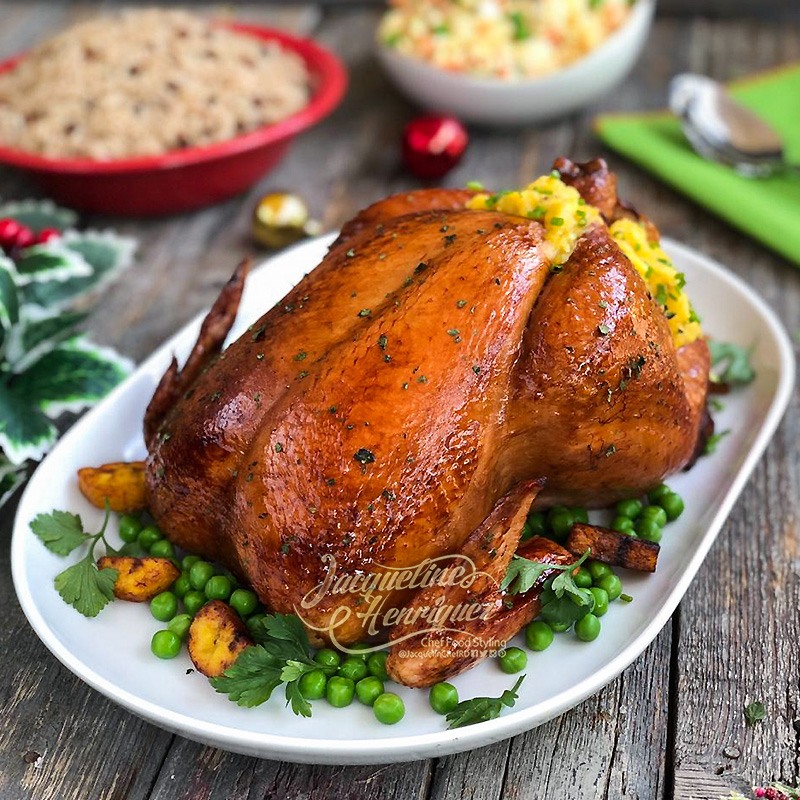 POLLO CON RELLENO DE PLATANO MADURO Y PUERRO