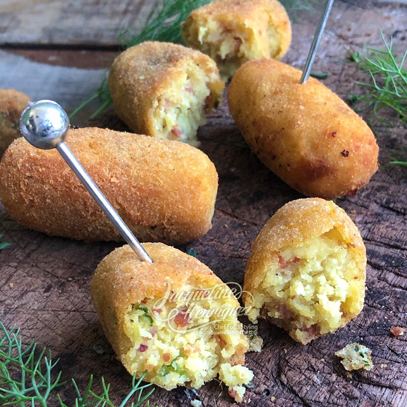 CROQUETAS DE BATATA HORNEADA CON TOCINETA