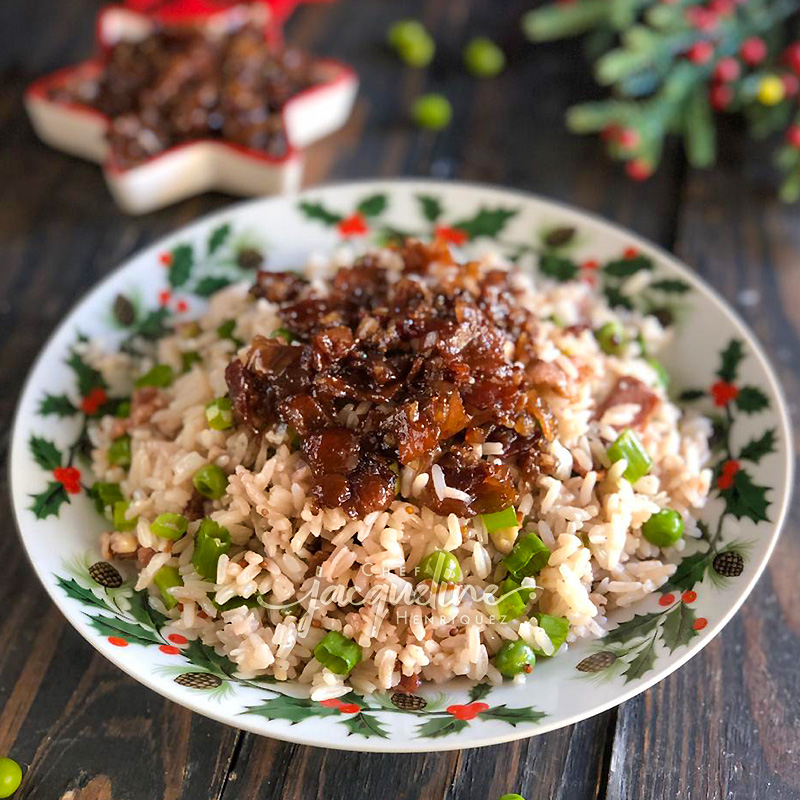 ARROZ CON MERMELADA DE TOCINETA Y PUERRO